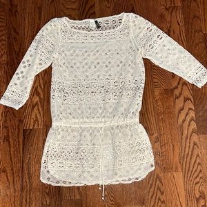 Women’s polo, Ralph, Lauren, crochet, knit, white cover up Tunic, small
